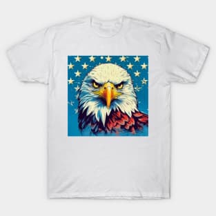 Freedom's Colors: Pop Art Bald Eagle and American Flag T-Shirt